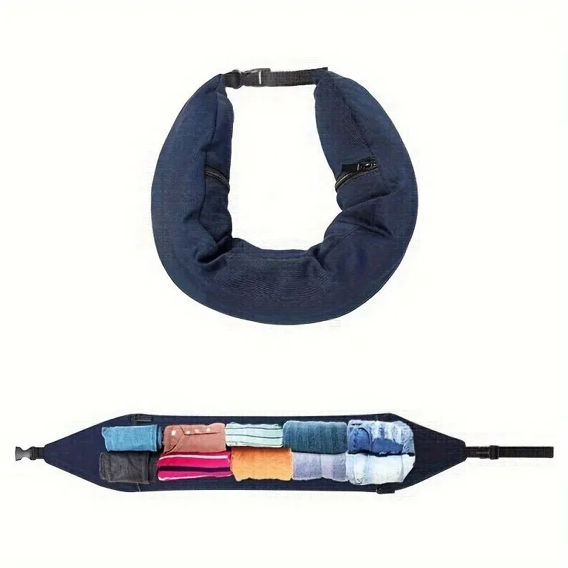 3-in-1 Travel Neck Pillow with Integrated Clothing Storage - Essential for Avoiding Extra Baggage Fees