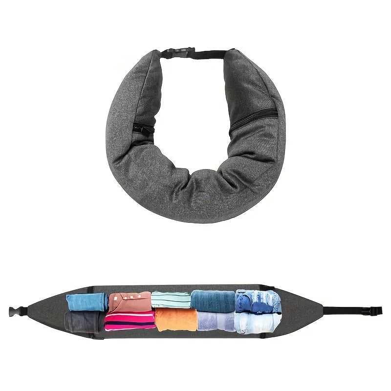 3-in-1 Travel Neck Pillow with Integrated Clothing Storage - Essential for Avoiding Extra Baggage Fees