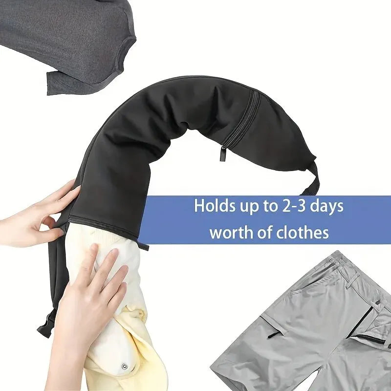 3-in-1 Travel Neck Pillow with Integrated Clothing Storage - Essential for Avoiding Extra Baggage Fees