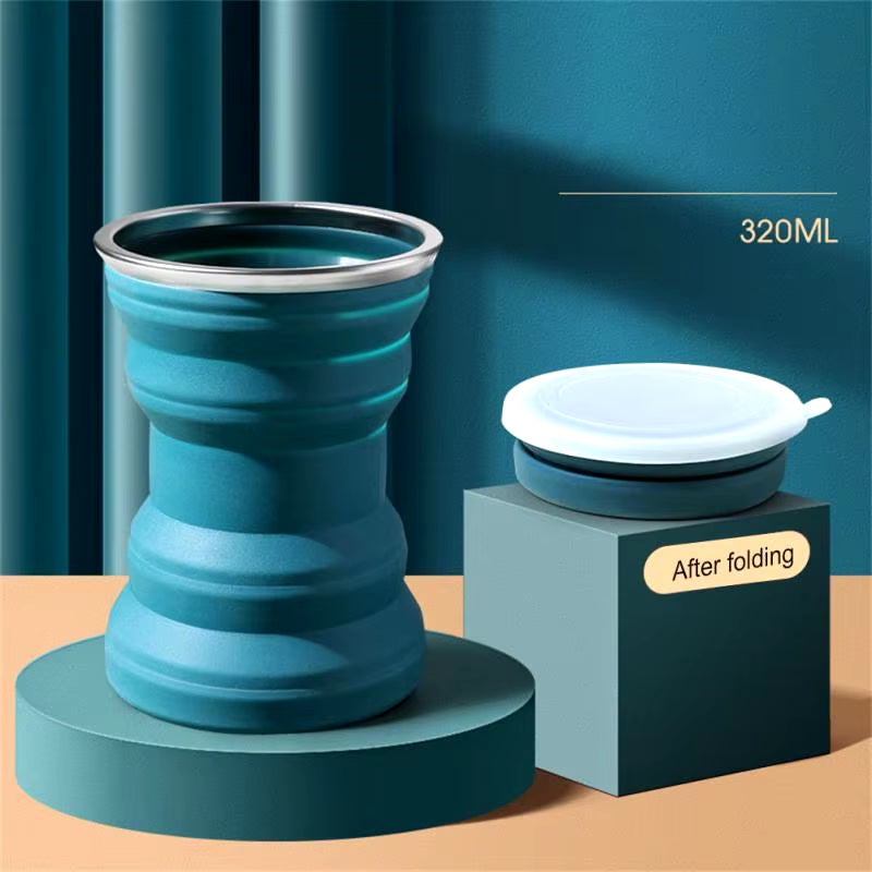 Food Grade Silicone Folding Cups Telescopic Water Bottle Heat Resistant for Travel Portable Mugs Camping Hikingcoffee Handcup