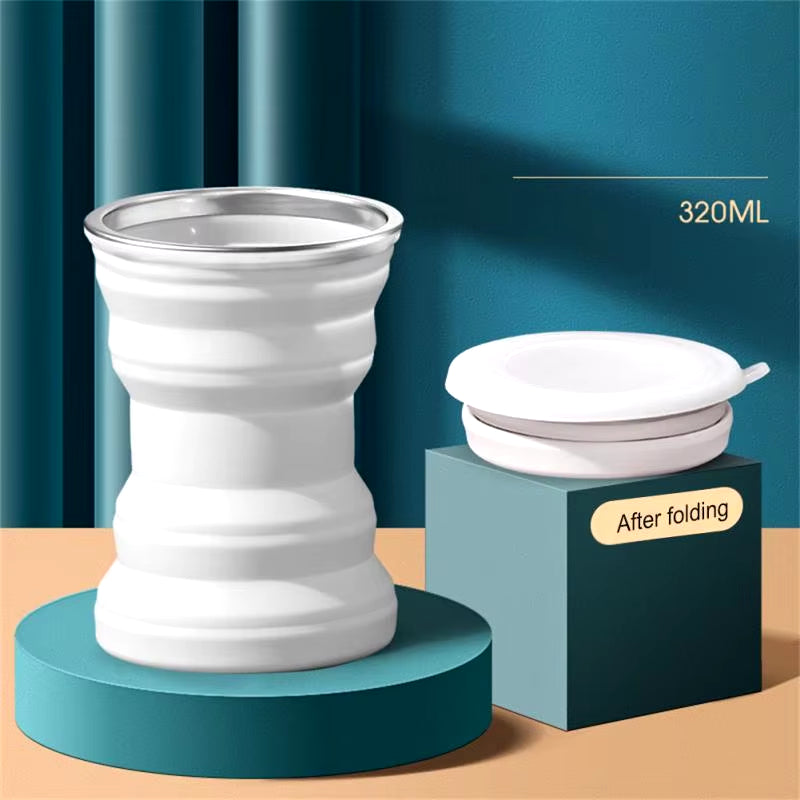 Food Grade Silicone Folding Cups Telescopic Water Bottle Heat Resistant for Travel Portable Mugs Camping Hikingcoffee Handcup