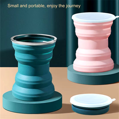 Food Grade Silicone Folding Cups Telescopic Water Bottle Heat Resistant for Travel Portable Mugs Camping Hikingcoffee Handcup