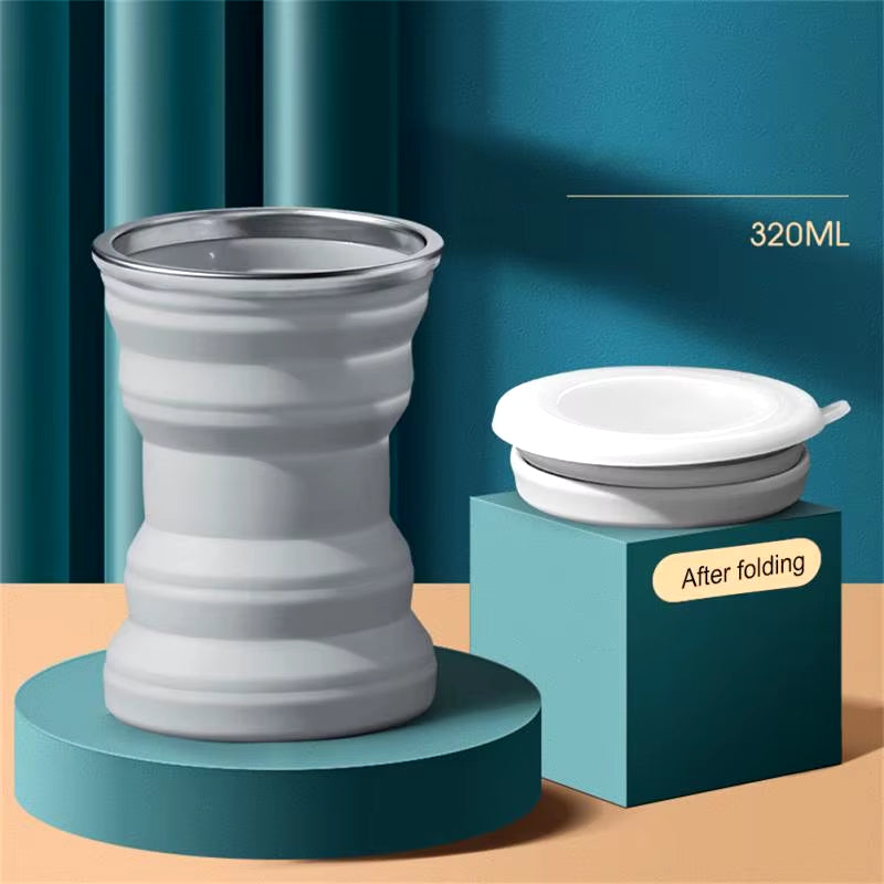Food Grade Silicone Folding Cups Telescopic Water Bottle Heat Resistant for Travel Portable Mugs Camping Hikingcoffee Handcup