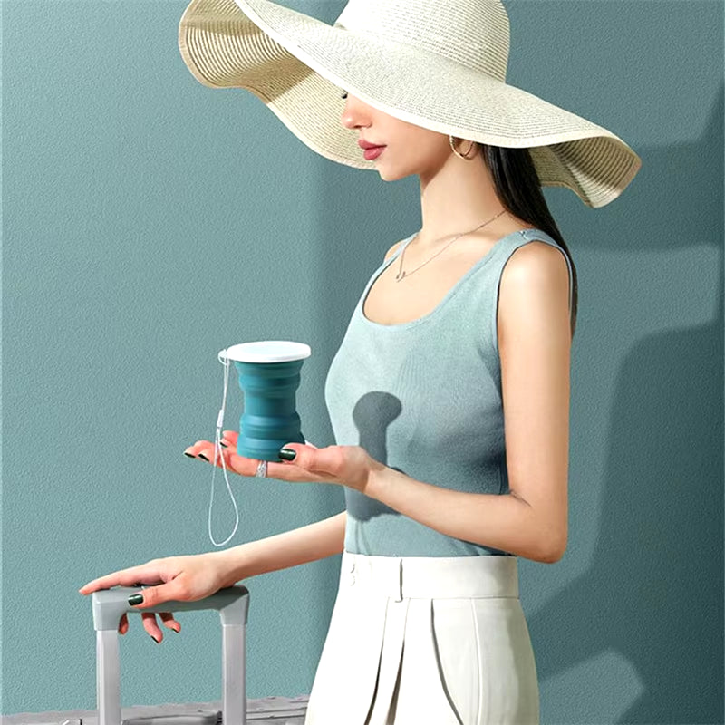 Food Grade Silicone Folding Cups Telescopic Water Bottle Heat Resistant for Travel Portable Mugs Camping Hikingcoffee Handcup